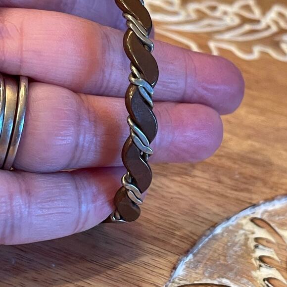Handmade Copper and Silver Bangle Bracelet - Picture 6 of 9